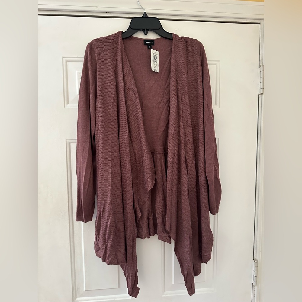 Torrid Mauve Lightweight Cardigan Sweater sz 1 (14/16)